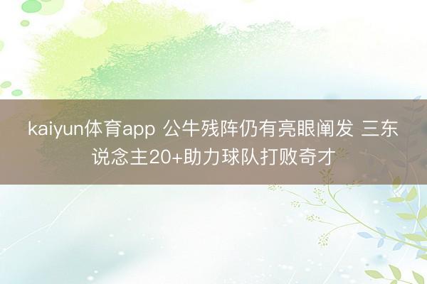 kaiyun体育app 公牛残阵仍有亮眼阐发 三东说念主20+助力球队打败奇才