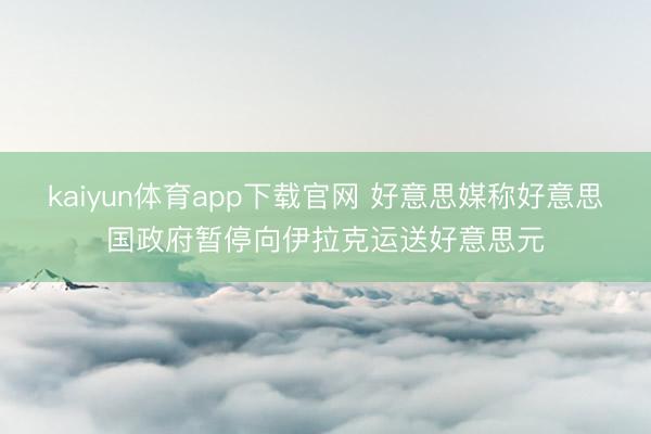 kaiyun体育app下载官网 好意思媒称好意思国政府暂停向伊拉克运送好意思元