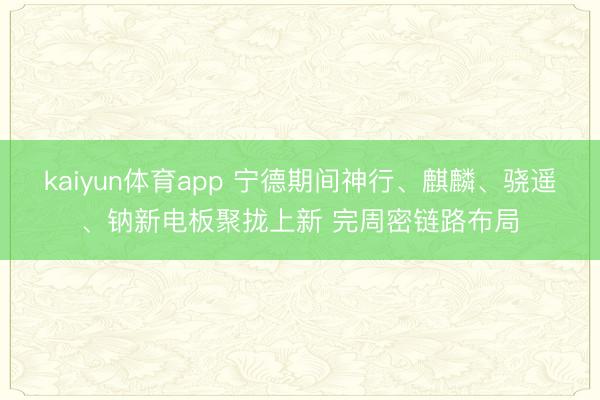 kaiyun体育app 宁德期间神行、麒麟、骁遥、钠新电板聚拢上新 完周密链路布局