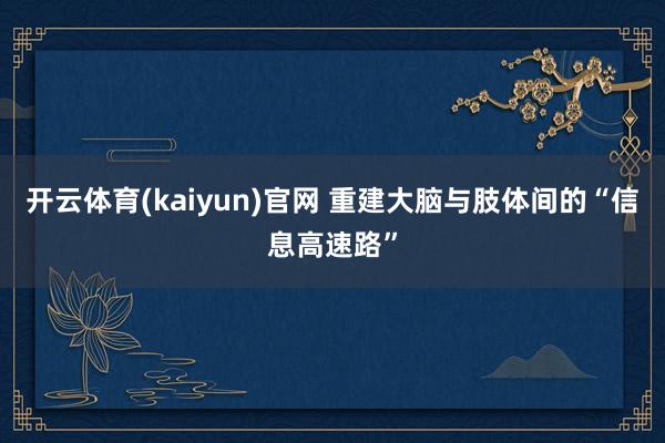 开云体育(kaiyun)官网 重建大脑与肢体间的“信息高速路”