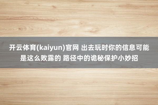开云体育(kaiyun)官网 出去玩时你的信息可能是这么败露的 路径中的诡秘保护小妙招