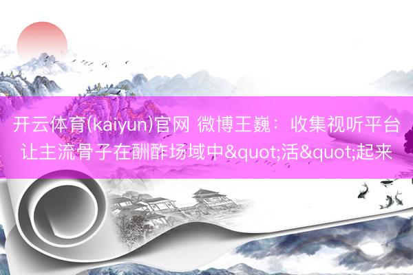 开云体育(kaiyun)官网 微博王巍：收集视听平台让主流骨子在酬酢场域中"活"起来