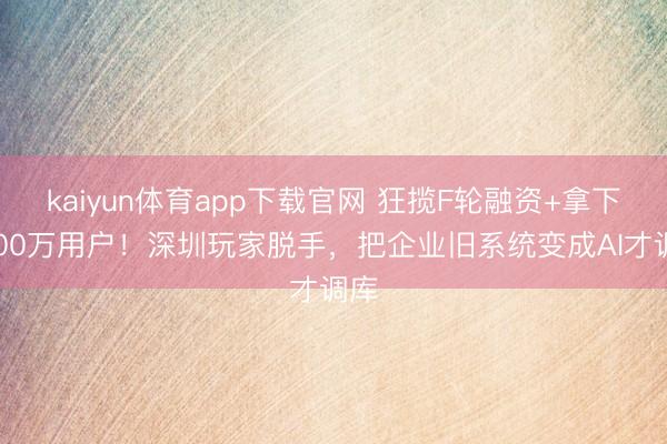 kaiyun体育app下载官网 狂揽F轮融资+拿下4100万用户！深圳玩家脱手，把企业旧系统变成AI才调库