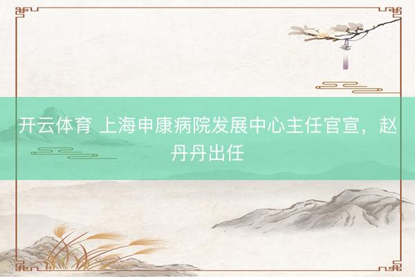 开云体育 上海申康病院发展中心主任官宣，赵丹丹出任