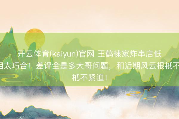 开云体育(kaiyun)官网 王鹤棣家炸串店低分真相太巧合！差评全是多大哥问题，和近期风云根柢不紧迫！