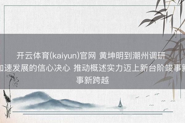 开云体育(kaiyun)官网 黄坤明到潮州调研 增强加速发展的信心决心 推动概述实力迈上新台阶竣事新跨越