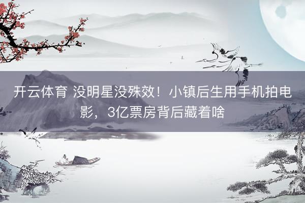 开云体育 没明星没殊效!小镇后生用手机拍电影,3亿票房背后藏着啥