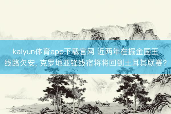 kaiyun体育app下载官网 近两年在掘金国王线路欠安， 克罗地亚锋线宿将将回到土耳其联赛?